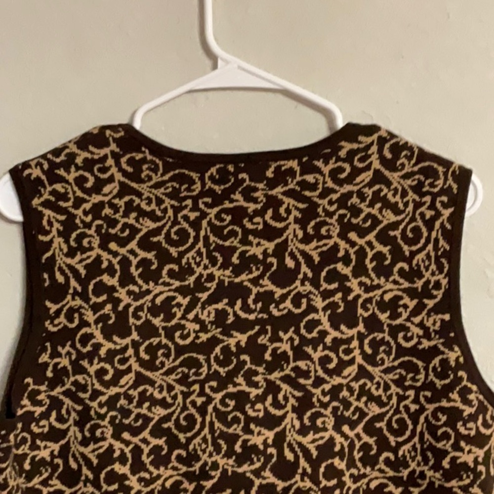 Talbots Brown And Cream Patterned Sleeveless Top - image 8